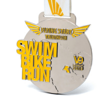 Medalla de metal personalizada de venta caliente para triatlón